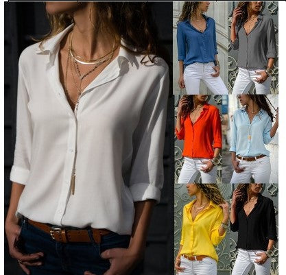 Damen Bluse Lockere Moderner Schnitt Knopfdetails Blau - Norvielle