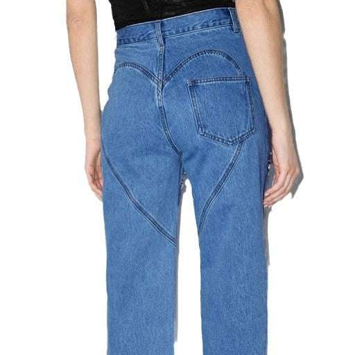 Damen Destroyed Jeans Glänzende Applikationen Norvielle