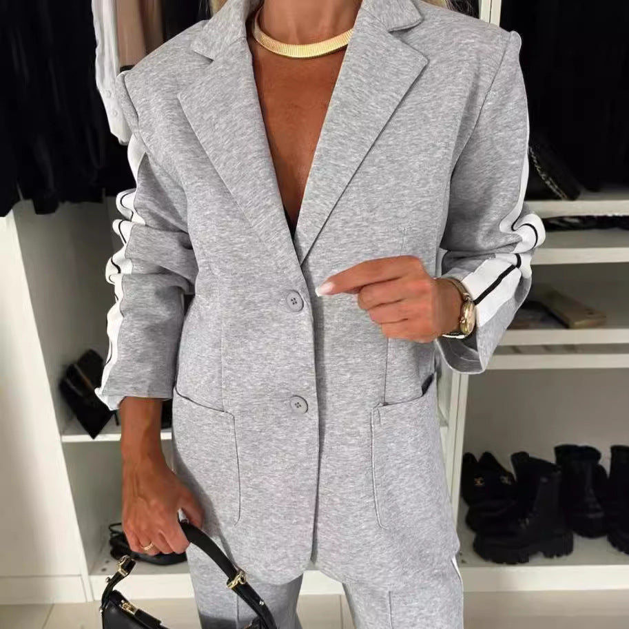 Damen Blazer-Anzug Sportlich Mit Streifen Norvielle