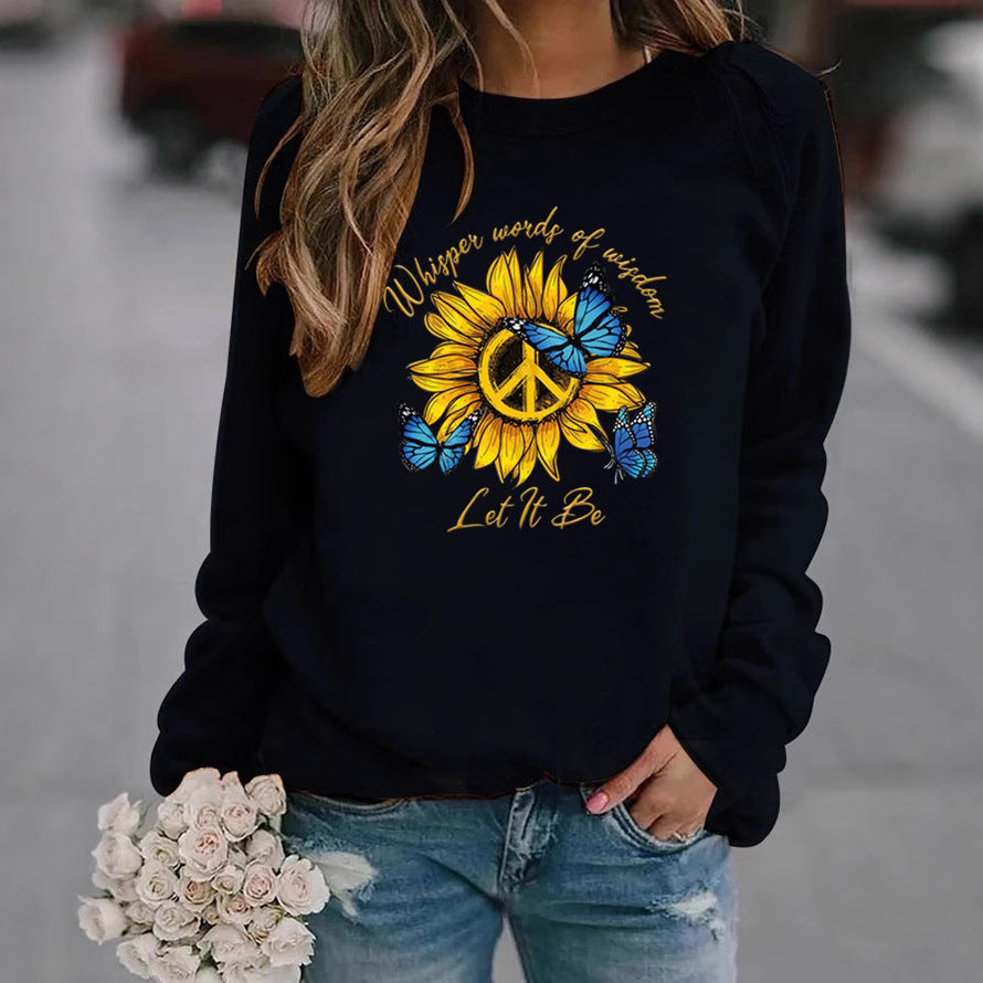 Damen Sweatshirt Sonnenblumen Schmetterling Design - Norvielle