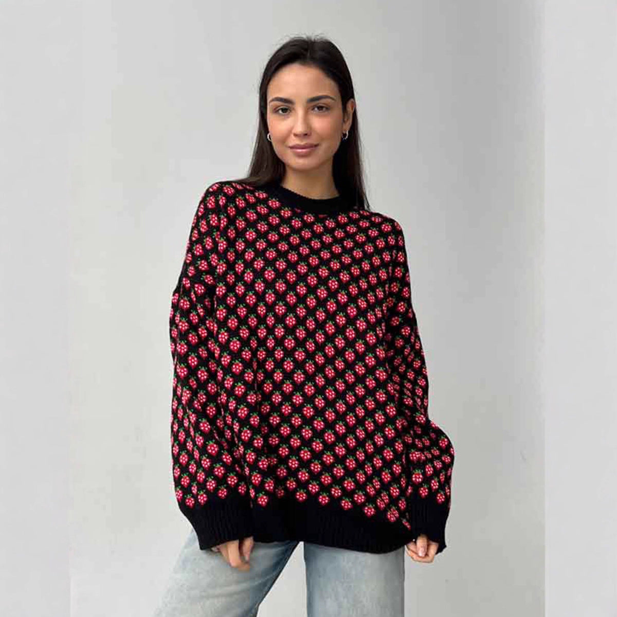 Damen Oversized Pullover Floralmuster Norvielle