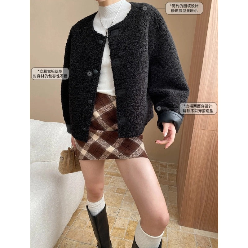 Damen Oversized Strickjacke Kuschelig Knöpfe Beige