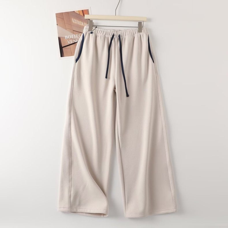 Damen Freizeithose Elastischer Bund Seitentaschen Beige