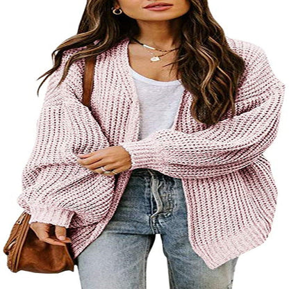 Damen Grobstrick-Pullover Voluminöse Ärmel Lässiger Schnitt