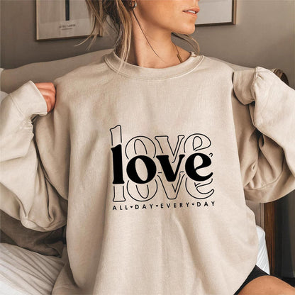 Damen Sweatshirt Voluminöse Ärmel Moderner Love-Print Norvielle