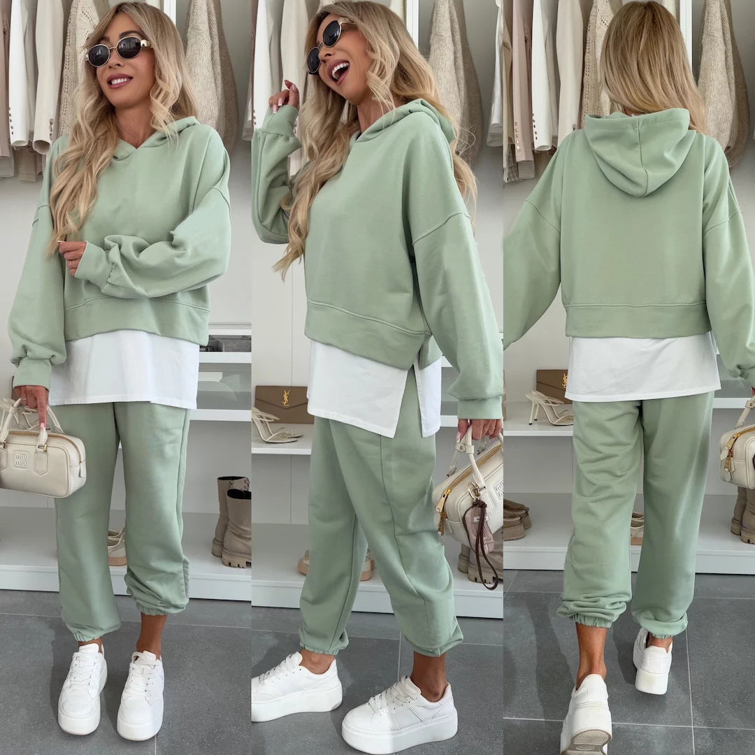 Damen Hoodie Jogginghose Set Elastisch