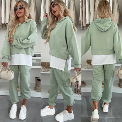 Damen Hoodie Jogginghose Set Elastisch