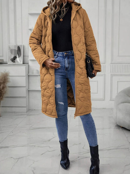 Damen Kapuzenjacke Norvielle Elegante Steppung Langer Ärmel