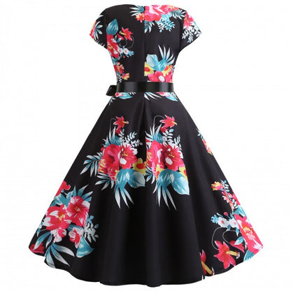 Damen Midikleid Florales Design Tailliert Norvielle
