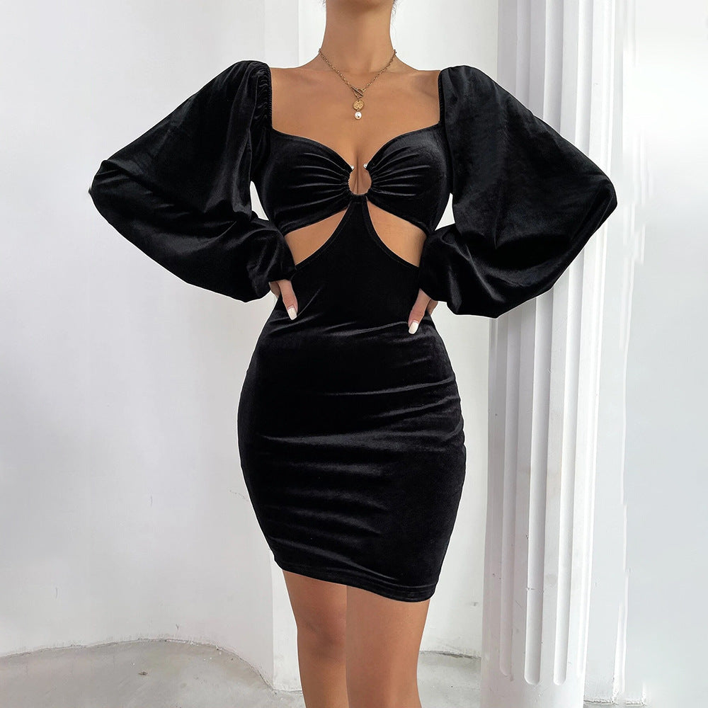 Damen Cocktailkleid Figurschmeichelnder Schnitt Puffärmel Norvielle - Norvielle