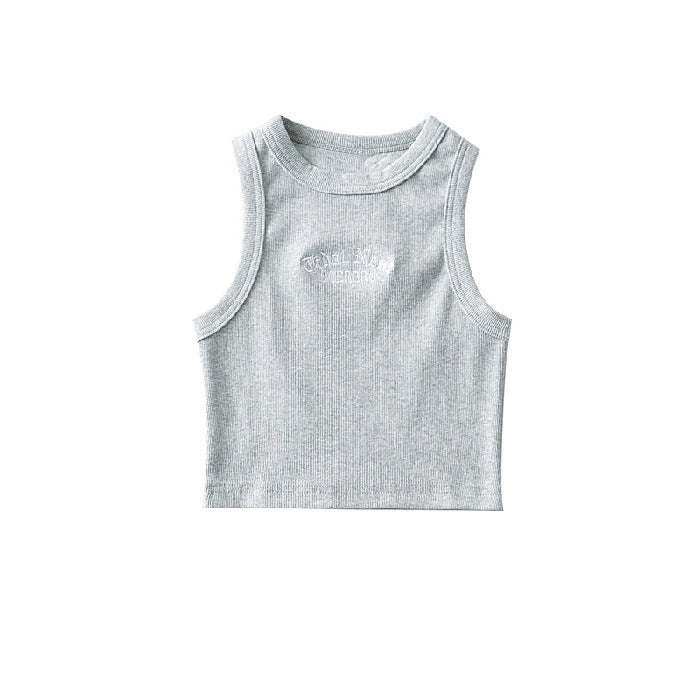 Damen Crop Hochkragen Dezent Schriftzug