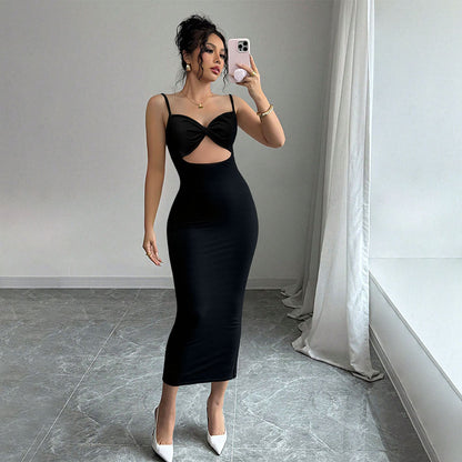 Damen Midi-Kleid Figurbetont Norvielle Eleganter Cut-Out