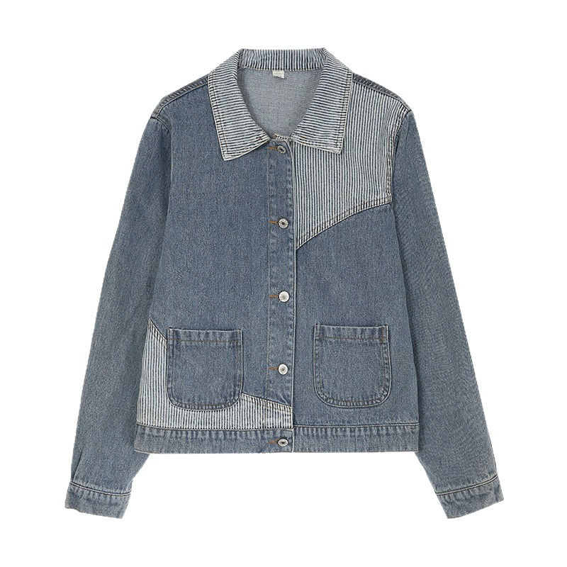 Damen Jeansjacke Strukturiertem Kragen