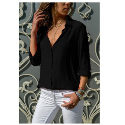 Damen Bluse Lockere Moderner Schnitt Knopfdetails