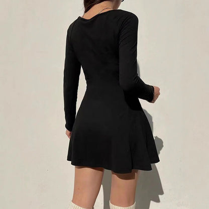 Damen Minikleid Eleganter Ausschnitt Figurbetont