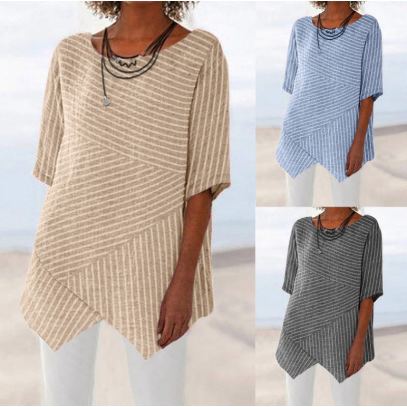 Damen Asymmetrisches Stricktop Dekoratives Rippmuster Norvielle