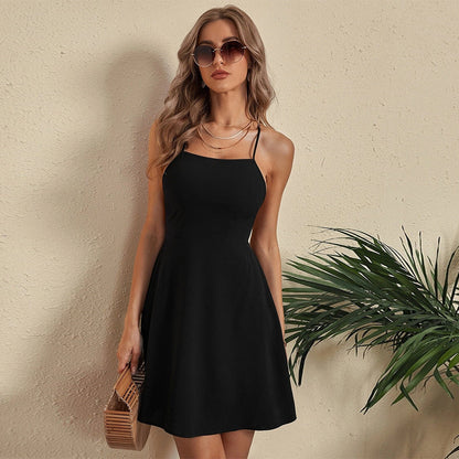 Damen A-Linien Kleid Spaghetti-Träger Norvielle Sommerlich