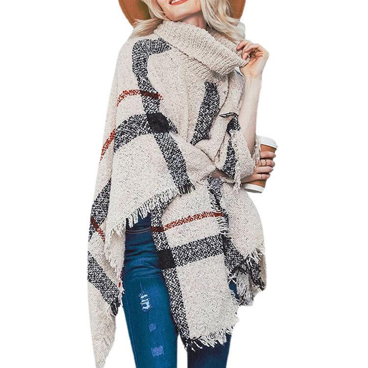 Damen Strickponcho Asymmetrisch Norvielle