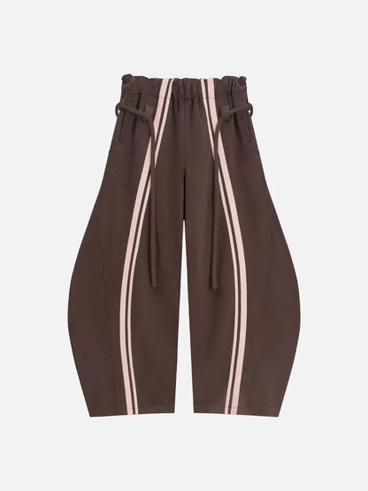 Damen Sporthose Elastischer Bund Streifen