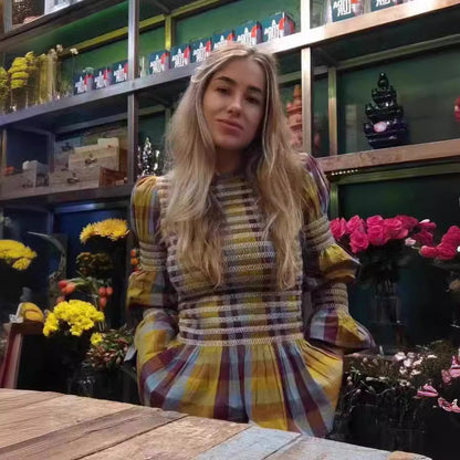 Damen Kleid Elastisch Rüschen Floralmuster