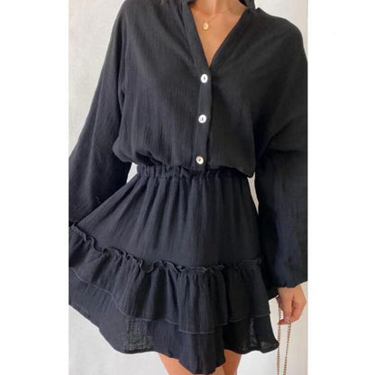 Damen Blusenkleid Rüschendetails Tailliert Norvielle