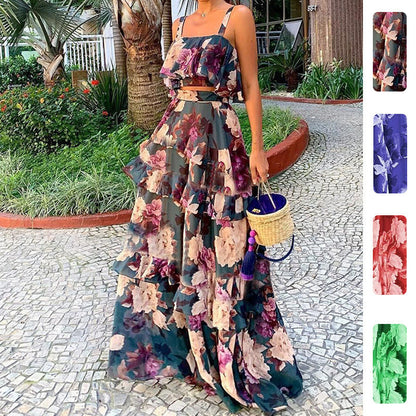 Damen Maxi-Kleid Florales Muster Rüschen Norvielle - Norvielle