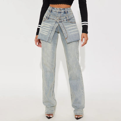 Damen Jeans Asymmetrischer Schnitt Norvielle