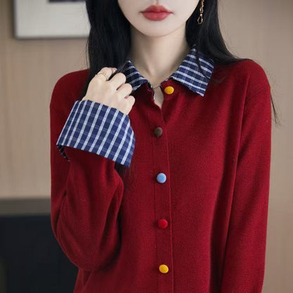 Damen Strickjacke Bunt Knöpfe
