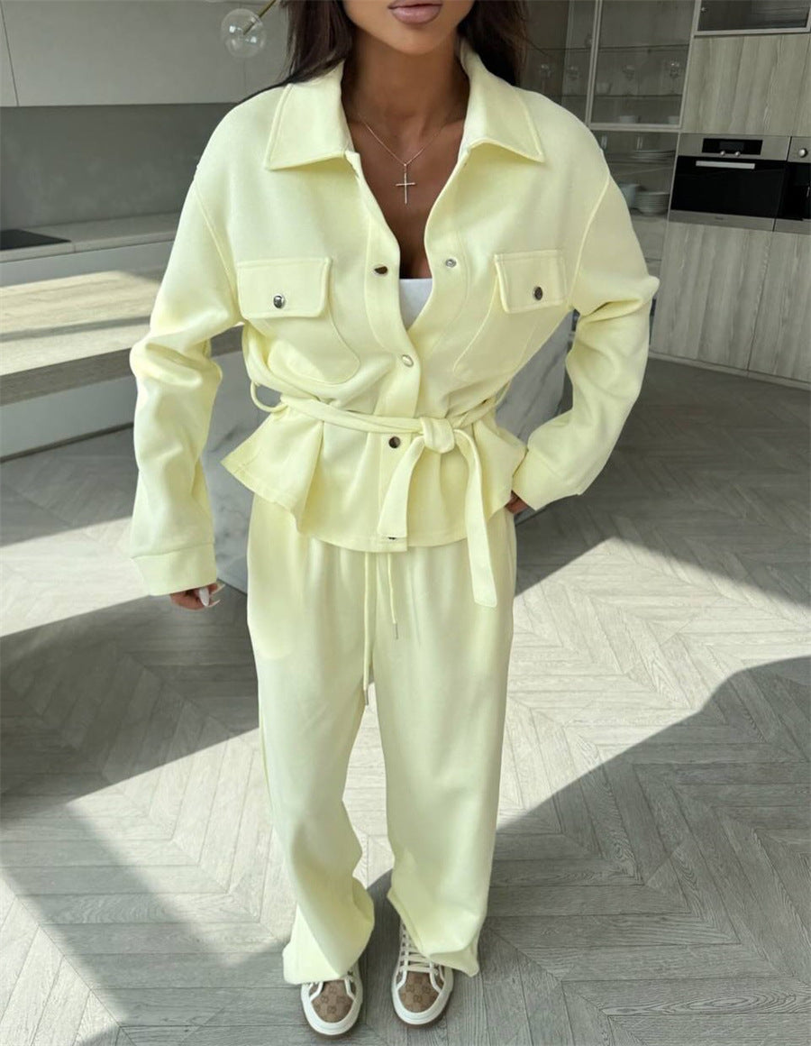Damen Loungewear-Set mit lässiger Jacke und weiten Hosen Norvielle