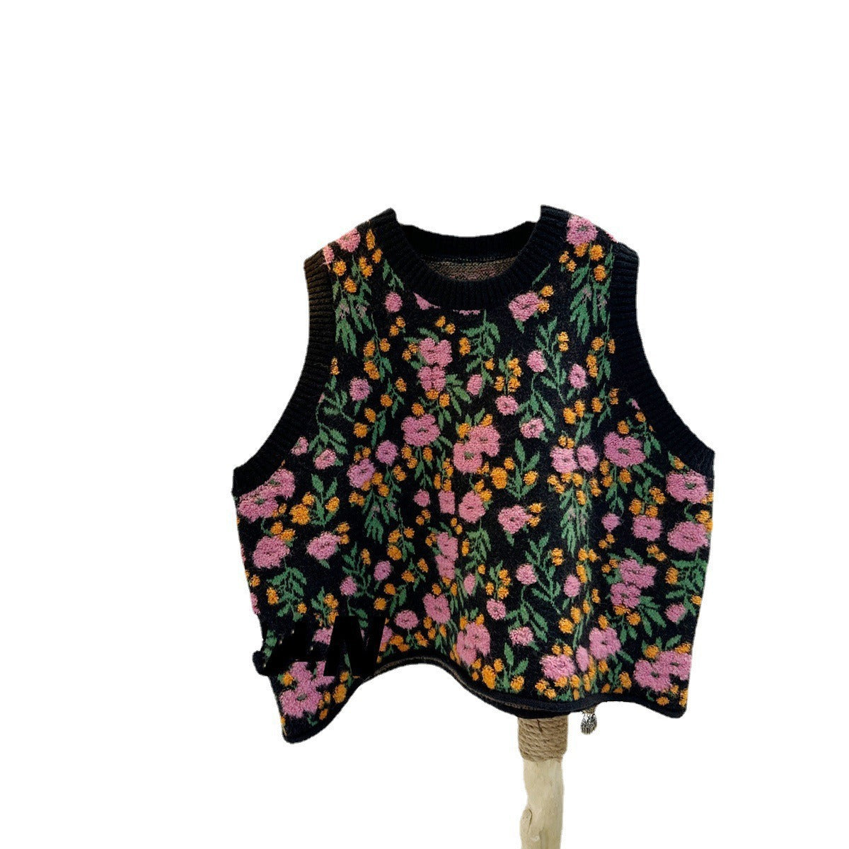 Damen Strickpullover Florales Muster Baumwolle Beige