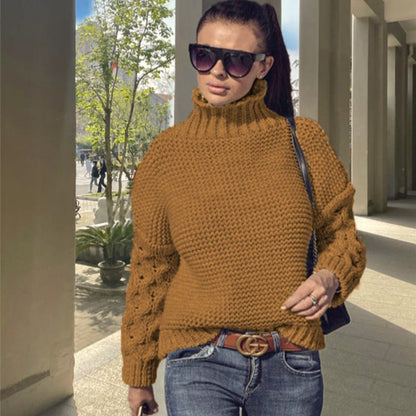 Damen Grobstrickpullover Hochkragen Strukturoptik Norvielle