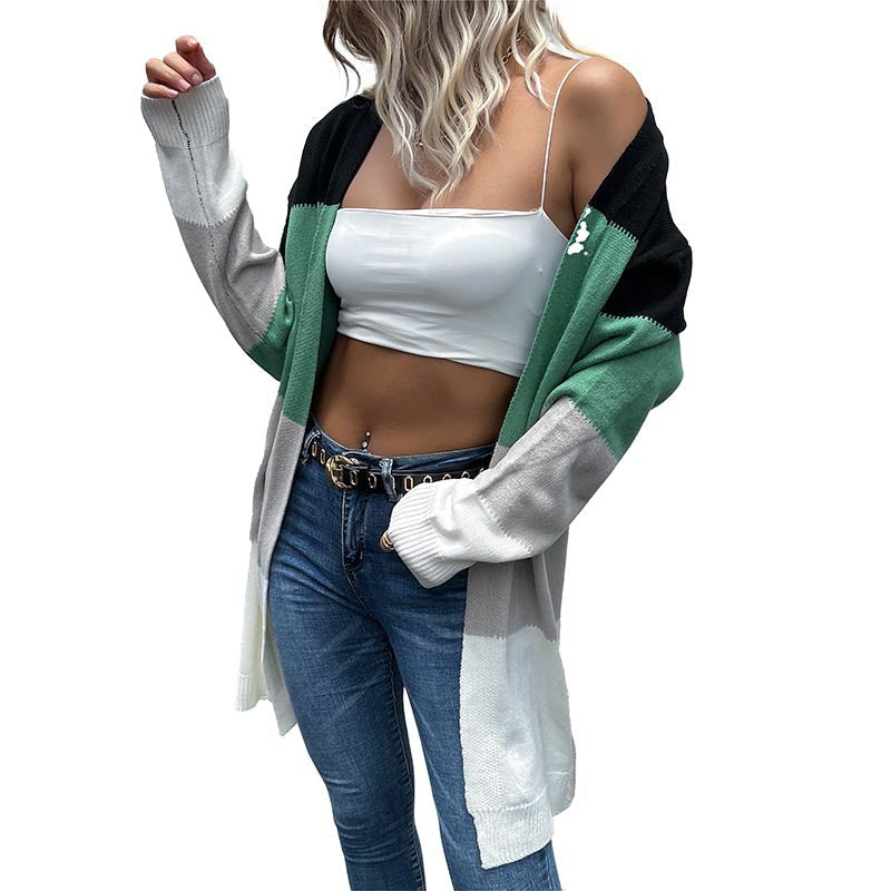 Damen Strickjacke Farbblockdesign Norvielle