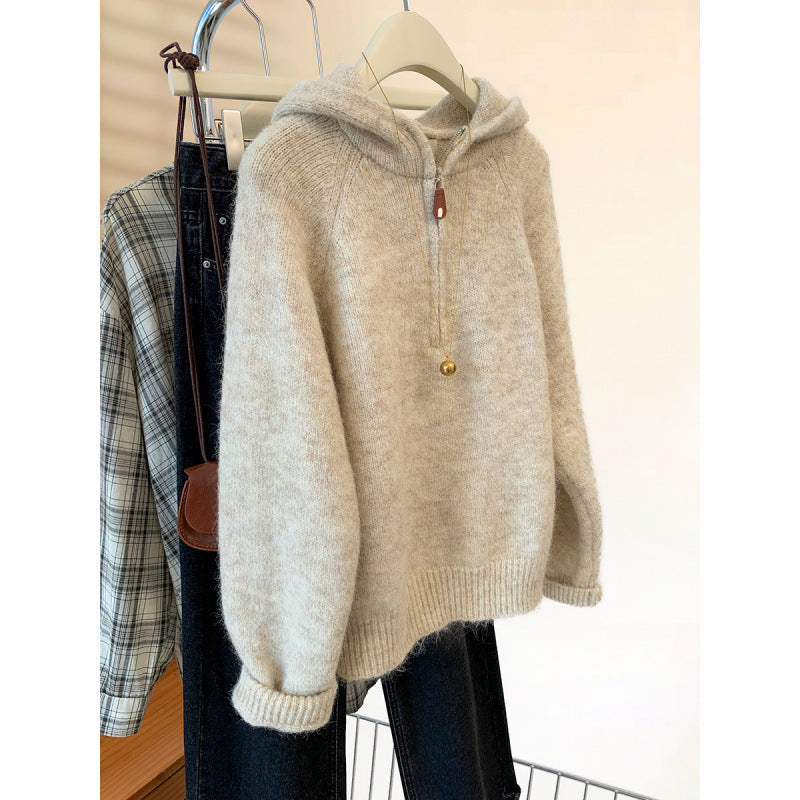 Damen Hoodie Kuschelig Halbzipp Norvielle
