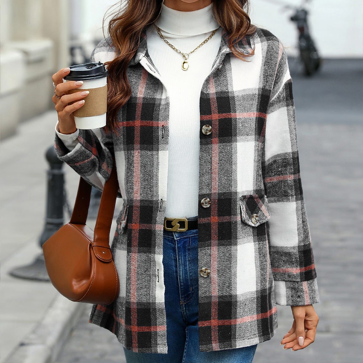 Damen Kariert-Shirtjacke Weich Norvielle