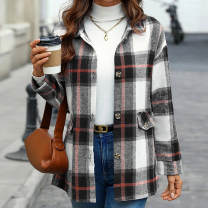 Damen Kariert-Shirtjacke Weich Norvielle