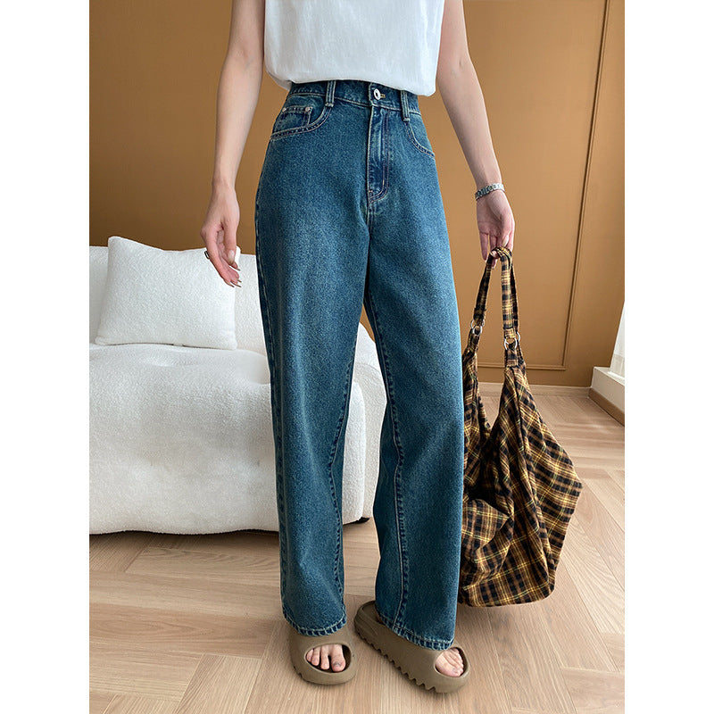 Damen High-Waist Jeans Weites Bein Lässig Norvielle - Norvielle
