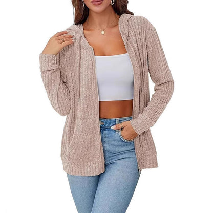 Damen Strickhoodie Reißverschluss Norvielle