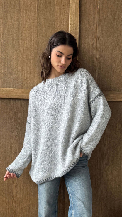 Damen Strickpullover Lässig Farbakzente Norvielle