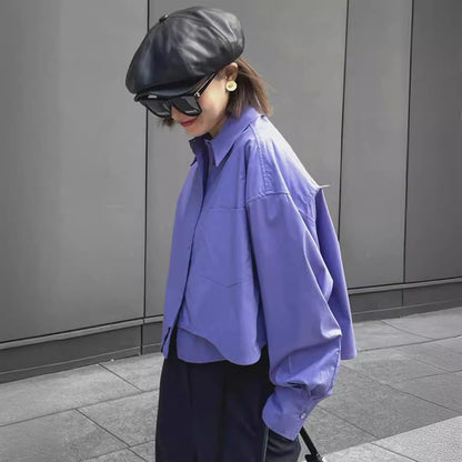 Damen Bluse Cropped Oversized Schnitt Norvielle