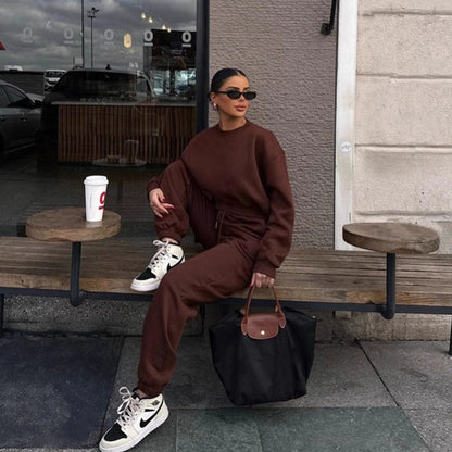 Damen Sweatshirt-Set Cropped mit Jogginghose Norvielle