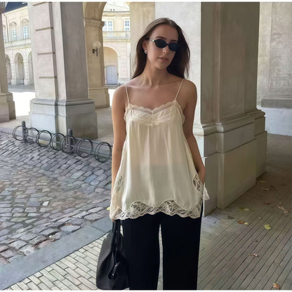 Damen Spitzentop Feine Träger Norvielle Elegantes Oberteil