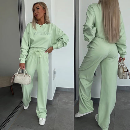Damen Sweatpants-Set Weite Passform Baumwolle