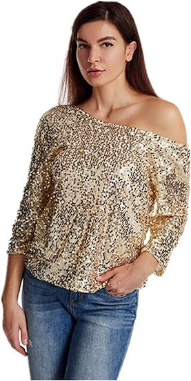 Damen Glitzernde Paillettenbluse Norvielle