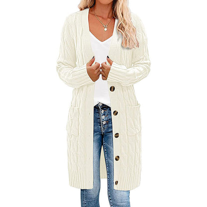 Damen Grobstrick-Cardigan mit Taschen und Knöpfen Norvielle