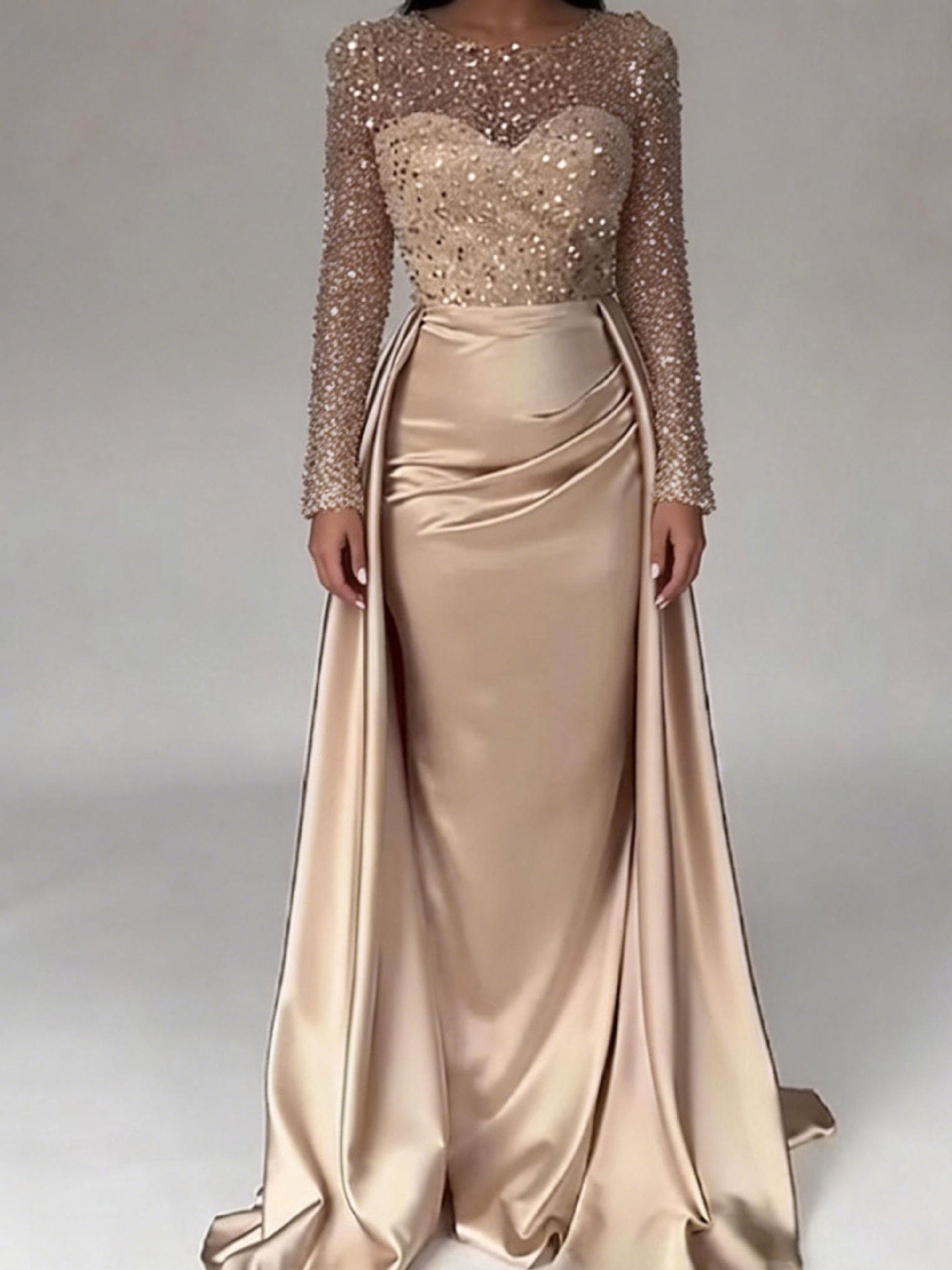 Damen Abendkleid Paillettenoberteil Satinrock Elegant