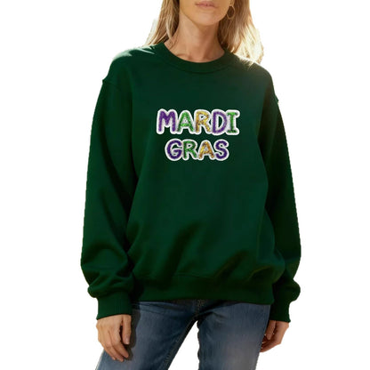 Damen Sweatshirt Mardi Gras Schriftzug Leicht Norvielle