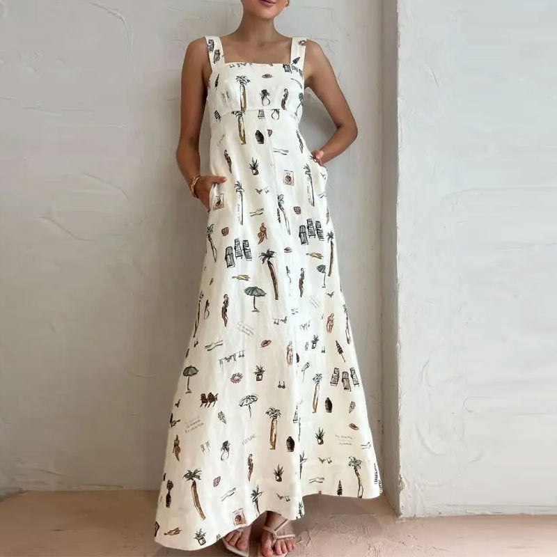 Damen Maxikleid Kreatives Print Taschen - Norvielle