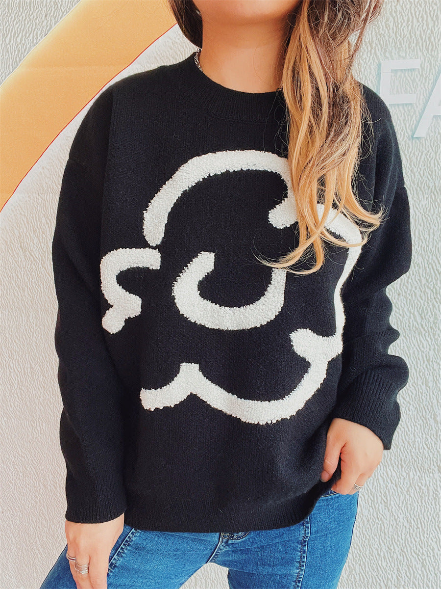 Damen Pullover Locker Norvielle Grafik Schriftzug