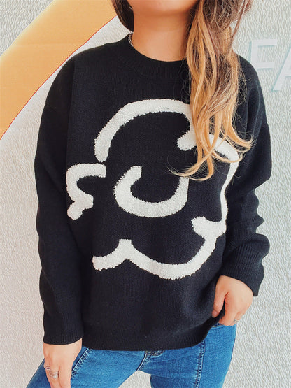 Damen Pullover Locker Norvielle Grafik Schriftzug