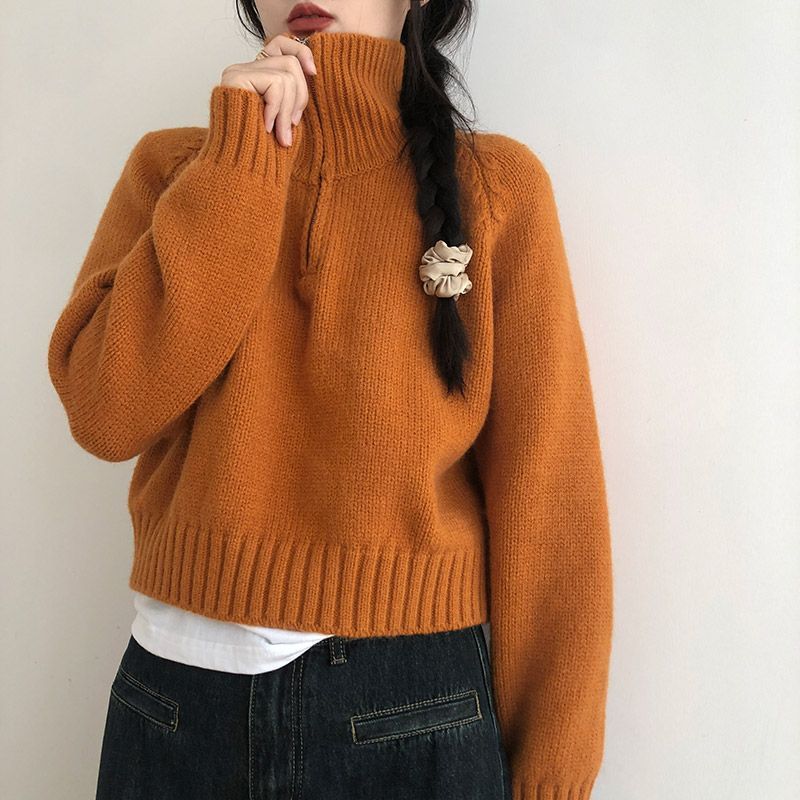Damen Stehkragenpullover Strick Hochwertig Norvielle